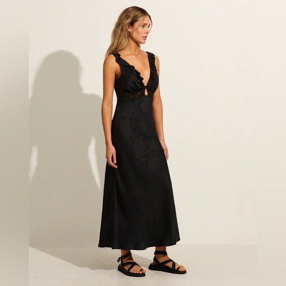 Auguste The Label Aida bias black slip dress with lace front - Picture 7 of 10